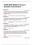NURS 6640 Midterm Exam 4 - Question and answers WITH CORRECT ANSWERS