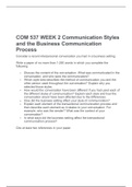 COM 537 WEEK 2 Communication Styles and the Business Communication Process Consider a recent interpersonal conversation you had in a business setting. Write a paper of no more than 1,050 words in which you complete the following: •	Discuss the content of 