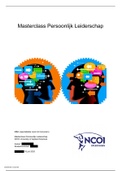 Masterclass  Persoonlijk Leiderschap MBA NCOI Cijfer 9! Inclusief bijlagen en feedback.