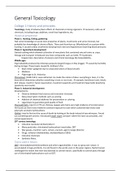 Samenvatting  Colleges General  Toxicology (TOX-20303) 