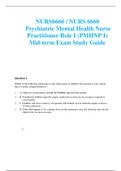 NURS6660 / NURS 6660 | Psychiatric Mental Health Nurse Practitioner Role I (PMHNP I) |  Mid-Term Exam Study Guide LATTES FOR 2021