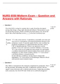 NURS 6550 Midterm Exam – Question and Answers with Rationals