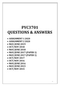 PYC3701 QUESTIONS AND ANSWERS DOCUMENT INCLUDE:   ASSIGNMENT 1 & 2 MEMO (2020) AND EXAM MEMOS (2015-2019)