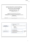 Klinische psychologie theorieën en psychopathologie van Henk T. van der Molen, Ellin Simon, Jacques van Lankveld (red.), derde druk: schematische samenvatting hoofdstuk 11 t/m 25 (deeltentamen 2)