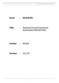 Exam (elaborations) NCLEX RN (NUR2310) (NCLEX RN (NUR2310)) NCLEX RN Versions 1 -12 With 850 Questions And Answers/Rationales / NCLEX RN (NCLEXRN) Test Bank >latest spring 2021