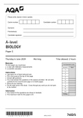 A Level 2019 AQA Biology Paper 1