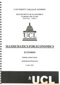 ECON0010 (Mathematics for Economics) Term 2 Summary - UCL Economics BSc (ISBN: 9781784991487 )
