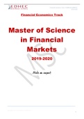 Master of Sciencein  Financial Markets2019-2020