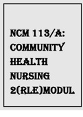NCM 113A COMMUNITY HEALTH NURSING 2(RLE)MODULE 4 COMMUNITY DIAGNOSIS AND COMMUNITYDEVELOPMENT PROGRESS REPORT MODULE 4 LAB - LEARNING PACKET.