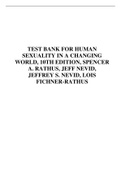 TEST BANK FOR HUMAN SEXUALITY IN A CHANGING WORLD, 10TH EDITION, SPENCER A. RATHUS, JEFF NEVID, JEFFREY S. NEVID, LOIS FICHNER-RATHUS.