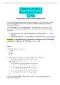College Algebra Pre-Assessment C278.