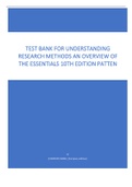 Test Bank for Understanding Research Methods An Overview of the Essentials 10th Edition Patten