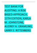 Test Bank for Auditing,, A Risk Based-Approach, 11th Edition, Karla M. Johnstone, Audrey A. Gramling