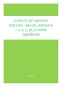 Earth's Life Support Systems - Model answers - short and 16 mark essays
