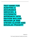 Test Bank for Auditing & Assurance Services,, A Systematic Approach 10th Edition William Messier Jr