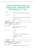 NURSE PRACTICE FINAL ALL QUESTIONS, ANSWERS WITH RATIONALES ‘A+’ 100%