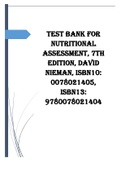 Test Bank (Downloadable Files) for Nutritional Assessment, 7th Edition, David Nieman