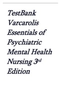TestBank Varcarolis Essentials of Psychiatric Mental Health Nursing 3rd Edition