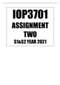 IOP3701 - Industrial Psychological Testing And Assessment Assignment 2 S1&S2 Year 2021