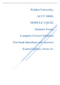 Walden University, ACCT 1004S, MODULE 2 QUIZ, Summer Exam, Complete Correct Solutions Test bank Questions and Answers (Latest Update), Score A+