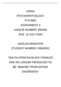 Exam (elaborations) Psychopathology (PYC4802) ( PYC4802 ) 
