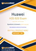Huawei H35-920 Dumps - You Can Pass The H35-920 Exam On The First Try