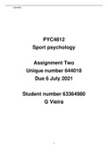 Sport psychology- PYC4812-assigment 2 with an athlete 