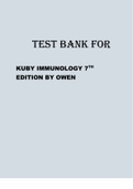 TEST BANK FOR KUBY IMMUNOLOGY 7TH EDITION BY OWEN
