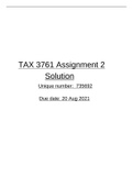 Tax3761, Aue3761, Mac3761, Fac3762 assignment 2 2021