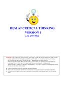  HESI A2 CRITICAL THINKING  EXAM WITH ANSWERS