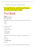 Nursing Theories and Nursing Practice- 4th edition By Parker Smith Test Bank - With Correct Answers