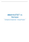 MBA 515 AT&T vs Verizon Company Comparison – Group Project GRADE A (By Proreader)
