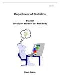 STA1501 Descriptive Statistics and Probability Study Guide(with summary notes) and A+ assured EXAM PACK