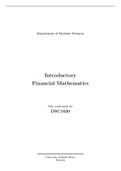Department of Decision Sciences Introductory Financial Mathematics Only study guide for DSC1630