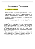 Provide well written notes of mathematics for college student  , Inverses and Transposes