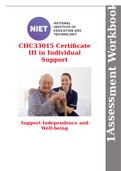 CHC33015 Certificate III in Individual Support, CHCCCS023 - Support independence and well being, HLTAAP001 - Recognise healthy body systems