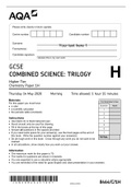 CHEM 238 GCSE COMBINED SCIENCE: TRILOGY 8464/C/1H Chemistry Paper 1H Qp 2020