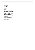 AQA AS BIOLOGY (7401/1) Paper 1 Question Paper June 2019