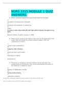 NURS 3315 MODULE 1 QUIZ ANSWERS.| GRADED A