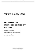 TEST BANK FOR INTERMIDIATE MICROECONOMICS 9TH EDITION Hal R. Varian Theodore C. Bergstrom James E. West