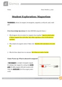 Gizmo: Student Exploration Magnetism 2020 | Student Exploration Magnetism Gizmo - Graded A+