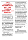 2020 ADVANCED PATHOPHYSIOLOGY FNP PRACTICE QUESTIONS and ANSWERS