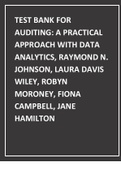Test Bank For Auditing; A Practical Approach With Data Analytics, Raymond N. Johnson, Laura Davis Wiley, Robyn Moroney, Fiona Campbell, Jane Hamilton