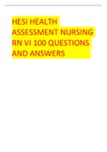 HESI HEALTH ASSESSMENT NURSING RN VI 100 QUESTIONS AND ANSWERS