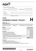 GCSE COMBINED SCIENCE: TRILOGY Higher Tier Biology Paper 2H