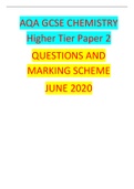 AQA GCSE CHEMISTRY Higher Tier Paper 2 2020  QUESTIONS AND ANSWERS