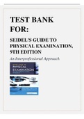 Test Bank For Seidel Guide to Physical Examination 9th Edition Ball