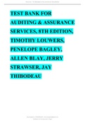 Test Bank for Auditing & Assurance Services, 8th Edition, Timothy Louwers, Penelope Bagley, Allen Blay, Jerry Strawser, Jay Thibodeau.