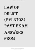 Law of Delict (PVL3703) Past exam answers from MayJune 2016 - OctNov 2020