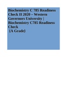 Biochemistry C 785 Readiness Check II 2020 – Western Governors University